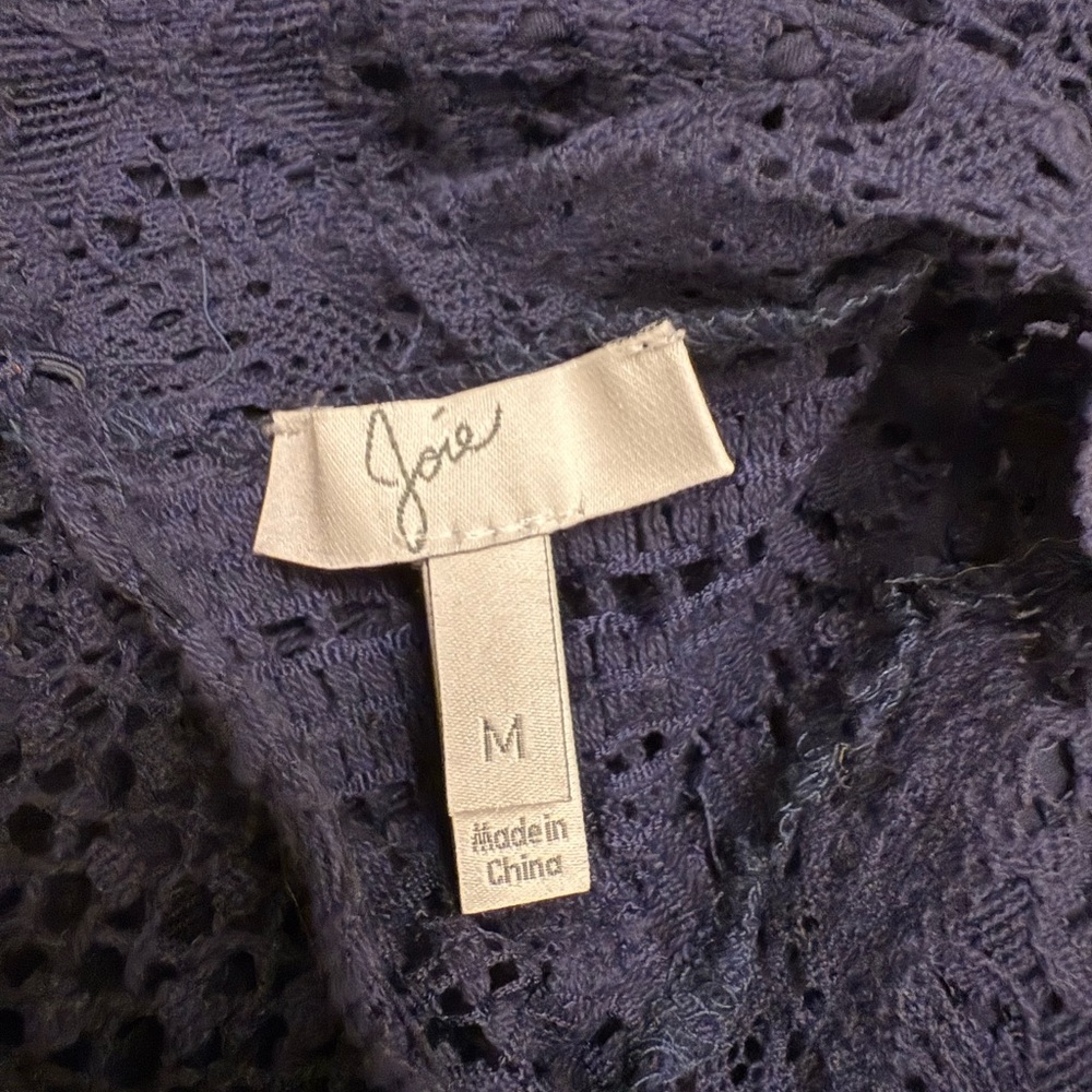 NWOT Joie Women's Lupe Lace Ruffle Sleeveless Blue Cotton Top - Picture 7 of 7
